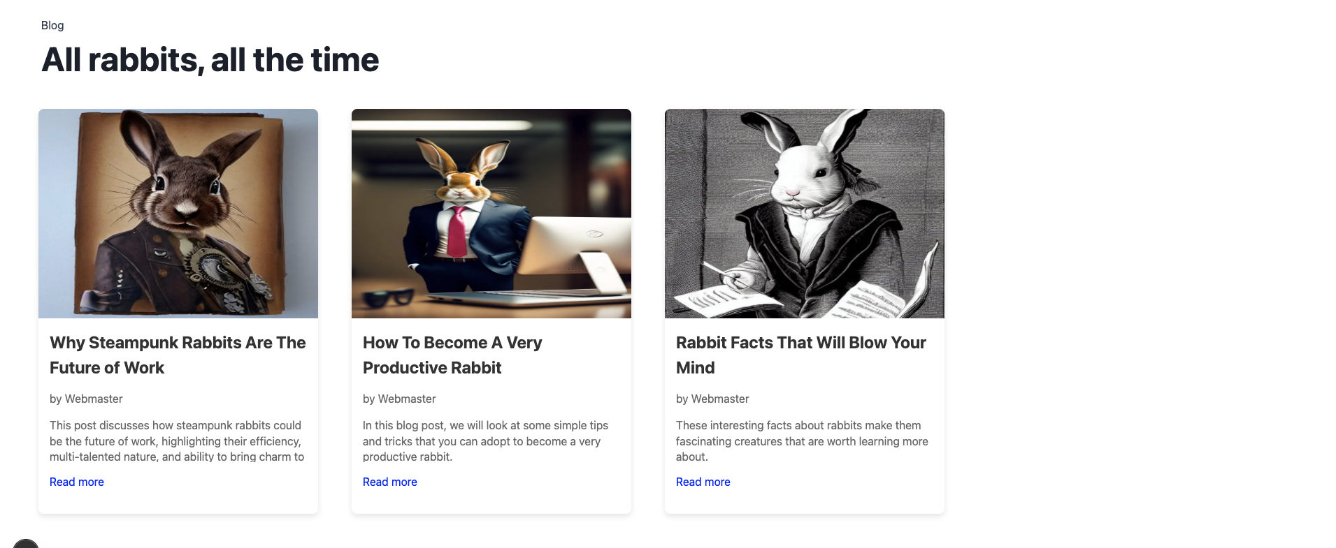 Preview of the posts section